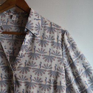 Pastel Bird Patterned Portofino Shirt by Express